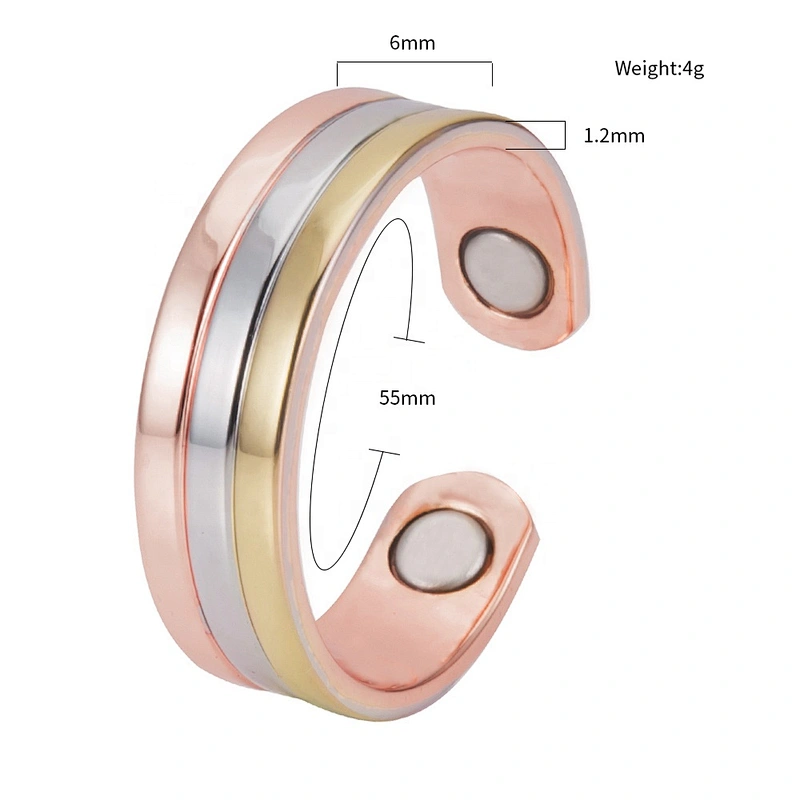 Wollet Magnetic Copper Ring Arthritis Women Pure Copper Rings for Women Adjustable Health with 3PCS Magnets
