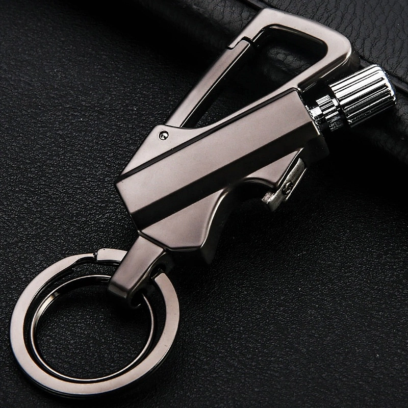 Wollet New Design Flint Lighter Keyring Ring Gas Silver Keychain Lighter