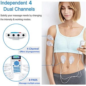 Wollet Tens Unit Machine Pulse Massage 24 Massage Modes Rechargeable Pain Relief Muscle Stimulator Massager with 8 Pads