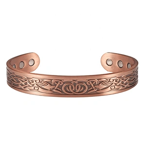 Wollet Mens Pure Copper Bangle  Arthritis Pain Relief Therapy Healthy Copper Magnetic Bracelet