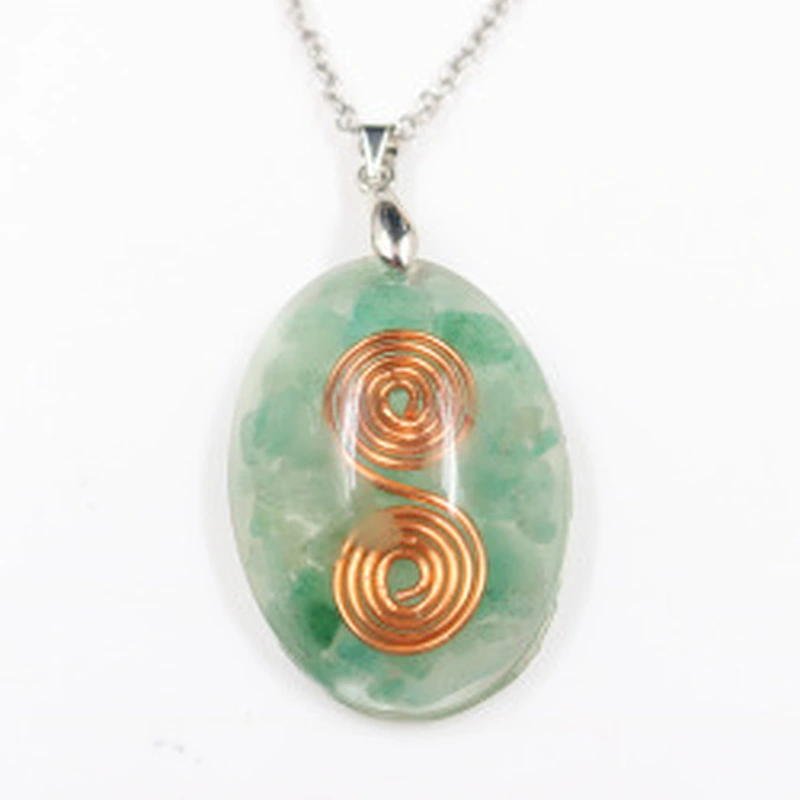 Wollet Natural Crystal Organ Double Spiral Chakra Power Stone Pendant