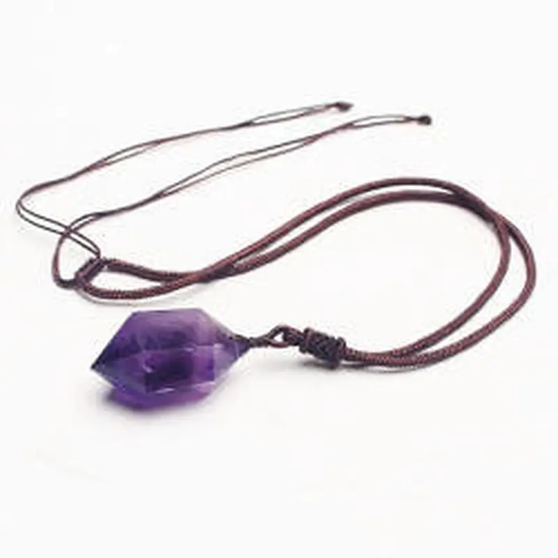 Wollet Men Women Healing Natural Stone Amethyst Necklace