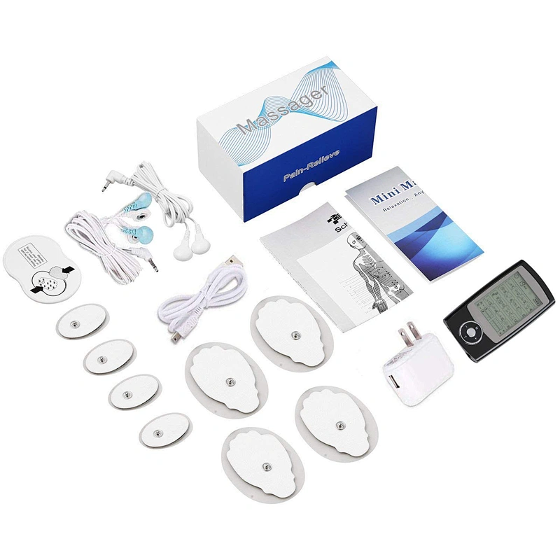Wollet Tens Unit Machine Pulse Massage 16 Massage Modes Rechargeable Pain Relief Muscle Stimulator Massager with 4 Pads