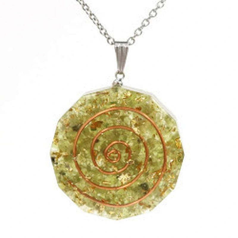 Wollet Natural Crystal Organ Double Spiral Chakra Power Stone Pendant
