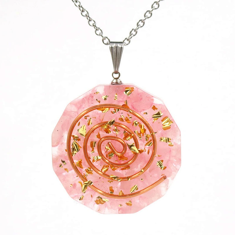 Wollet Natural Crystal Organ Double Spiral Chakra Power Stone Pendant