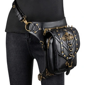 Wollet Ladies One Shoulder Crossbody Waist Bag Steampunk Retro Motorcycle Bag