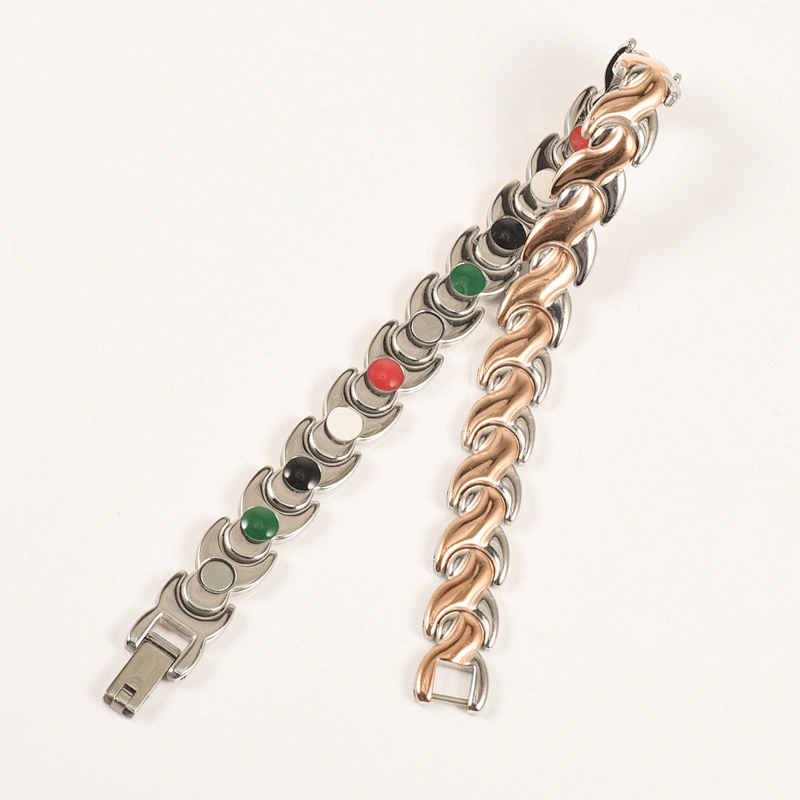 Wollet Rose Gold Plated 5 in 1 Element 316L Stainless Steel Magnetic Bracelet