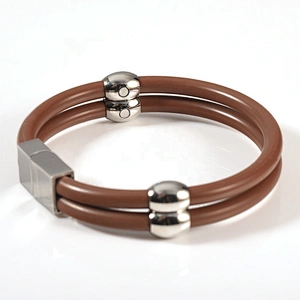 Wollet Fashion Double Silicone Bio Magnetic Stainless Steel Clasp Silicone Bracelet