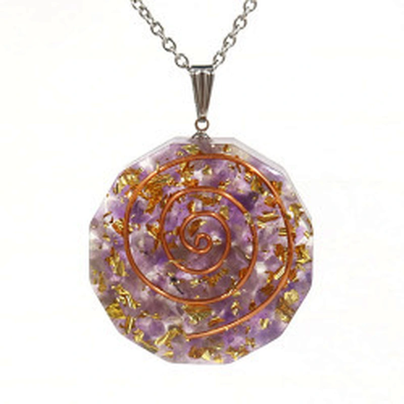 Wollet Natural Crystal Organ Double Spiral Chakra Power Stone Pendant