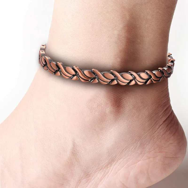 Wollet Fashion Health Copper Metal Bracelets Jewellery Copper Magnetic WoMen Anklet