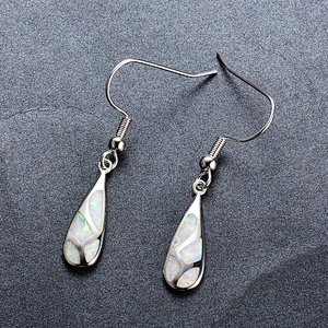 925 Sterling Silver White Opal Drop Earrings Delicate Silver Earrings