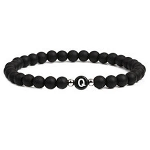 Wollet fashion black small natural lava rock stone bead bracelet