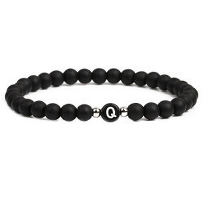 Wollet fashion black small natural lava rock stone bead bracelet
