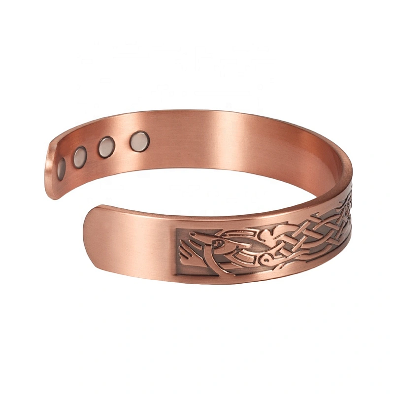 Wollet Mens Pure Copper Bangle  Arthritis Pain Relief Therapy Healthy Copper Magnetic Bracelet