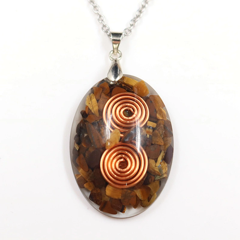Wollet Natural Crystal Organ Double Spiral Chakra Power Stone Pendant