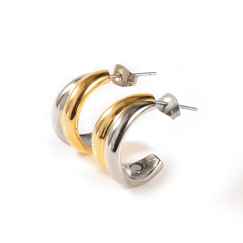 rose gold plated newest design magnetic health care hot sales stainless steel earrings