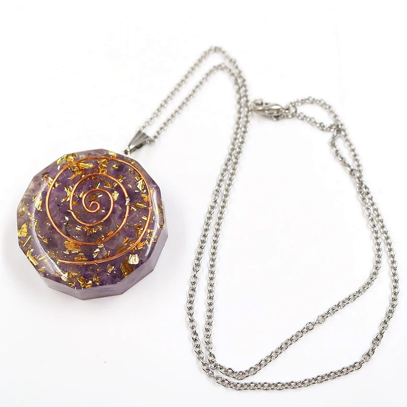 Wollet Natural Crystal Organ Double Spiral Chakra Power Stone Pendant