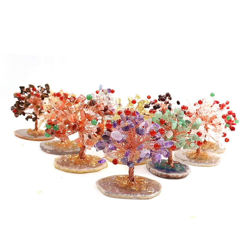 Wollet Natural Crystal Crushed Stone Fortune Tree Home Decoration