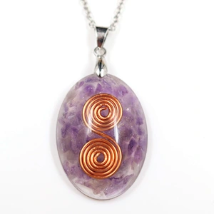 Wollet Natural Crystal Organ Double Spiral Chakra Power Stone Pendant