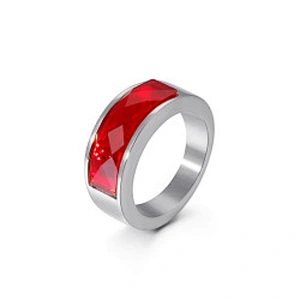 Wollet Classic Retro Multicolor Wedding Ring Crystal Glass Stainless Steel Ring