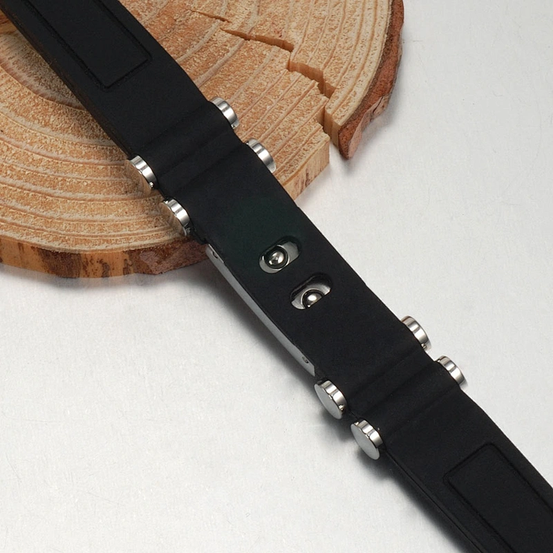 Wollet Fashion High Quality Black Silicon Stainless Steel Accessories Germanium Silicone Bracelet