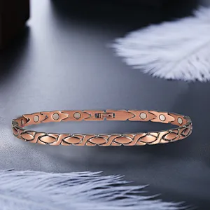 Wollet Fashion Health Copper Metal Bracelets Jewellery Copper Magnetic Men Anklet