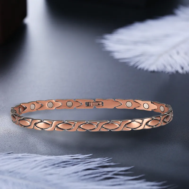 Wollet Fashion Health Copper Metal Bracelets Jewellery Copper Magnetic Men Anklet