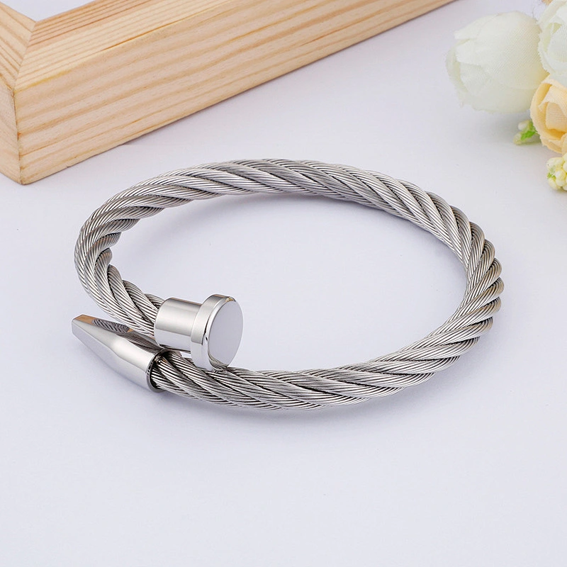 Wollet Fashion Trend Multi-color Women's Stianless Steel Nail Open Bracelet