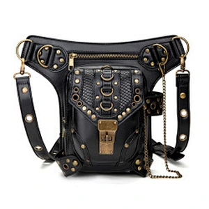 Wollet Ladies One Shoulder Crossbody Waist Bag Steampunk Retro Motorcycle Bag