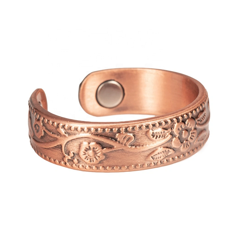 Wollet Magnetic Copper Ring Arthritis Women Pure Copper Rings for Women Adjustable Health with 3PCS Magnets