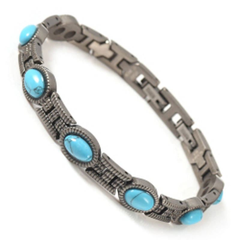 Wollet Health Energy Power Hematite Black Magnetic Turkish Stone Titanium Bracelet