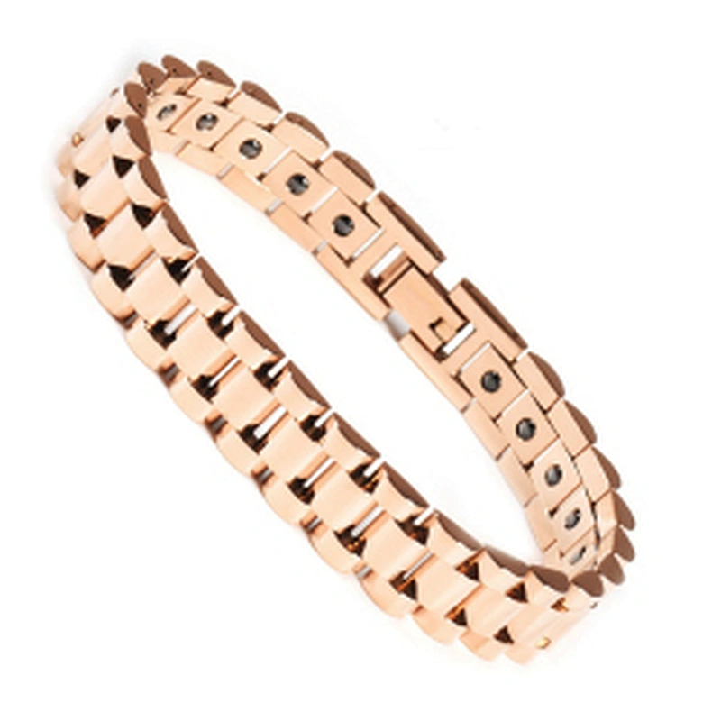 Wollet Health Semicircle Germanium Bio Magnetic Gold Plated 316L Stainless Steel Bracelet For Men Women