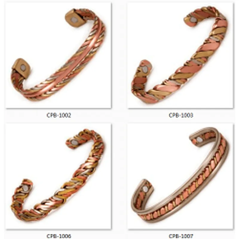 Wollet Antique Inia Twisted Wide Cuff Magnetic Therapy Pure Copper Bangle Bracelets  For Men
