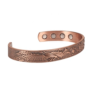 Embossed Floral Copper Blood Pressure Magnetic Bracelet