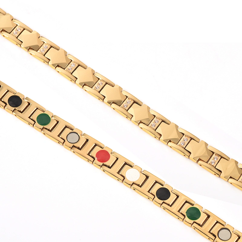 Wollet Fashion Women Tungsten Magnet Germanium Negative Ion Infrared 5 in 1 Bio Elements Magnetic Bracelet