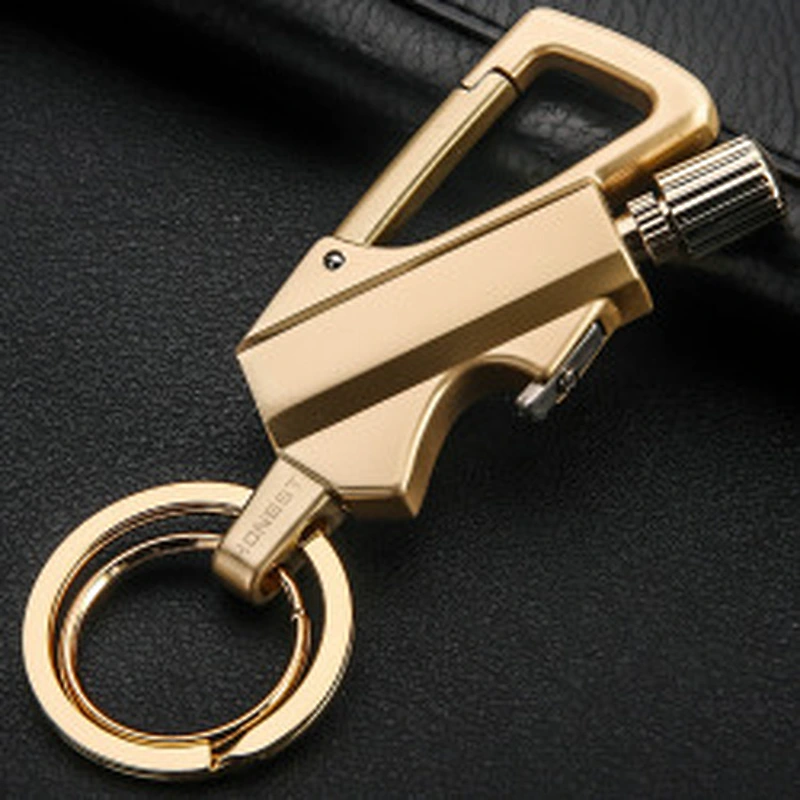 Wollet New Design Flint Lighter Keyring Ring Gas Silver Keychain Lighter