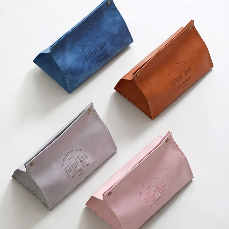 Wollet Nordic Creative Home Multicolor Tissue Box Household Leather Pumping Box