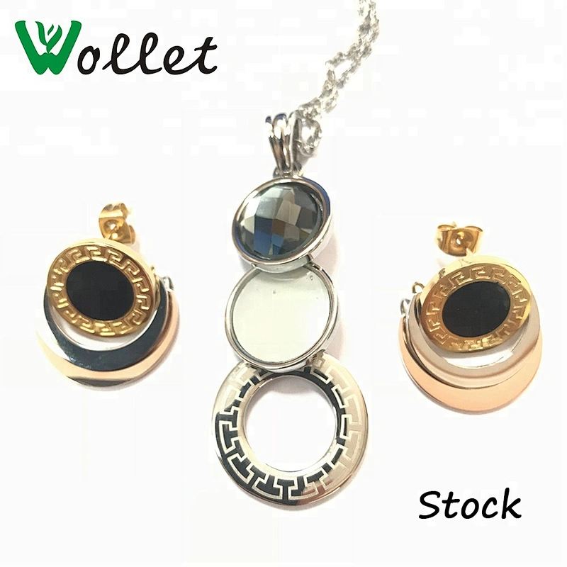 Wollet Fashion Magnetic Energy Pendant Earring Stainless Steel Jewelry Set