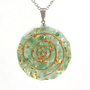 Wollet Natural Crystal Organ Double Spiral Chakra Power Stone Pendant