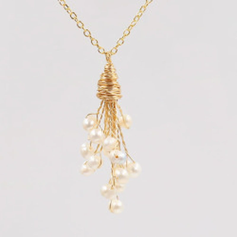Wollet Fashion Natural Freshwater Pearl Hand-wound Ladies Tassel Pendant Necklace