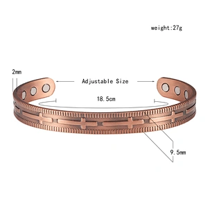 Wollet Mens Pure Copper Bangle  Arthritis Pain Relief Therapy Healthy Copper Magnetic Bracelet