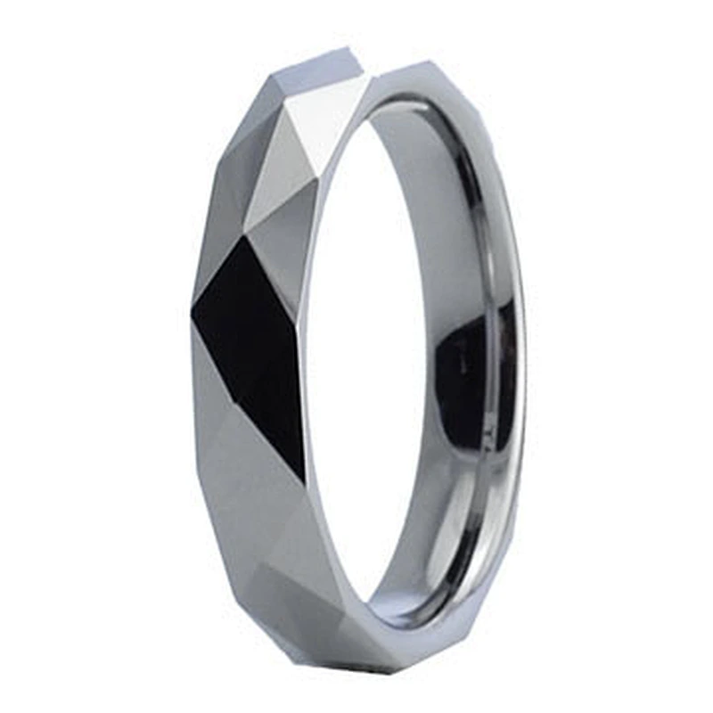 Bold Ion Plated Faceted Black Tungsten Ring