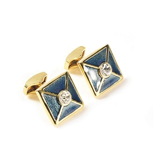 Wollet High Quality Multi-Color Plated Big Zircon 316L Stainless Steel Cufflink For Men Women