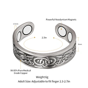 Wollet Original Pain Relief Pure Copper Antique Finger Rings Jewelry Bio Magnetic Therapy Copper Ring For Arthritis