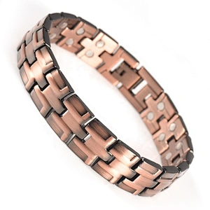 Wollet Wholesale Health Double Row Bio Magnetic Copper Bracelet For Men Jewelry
