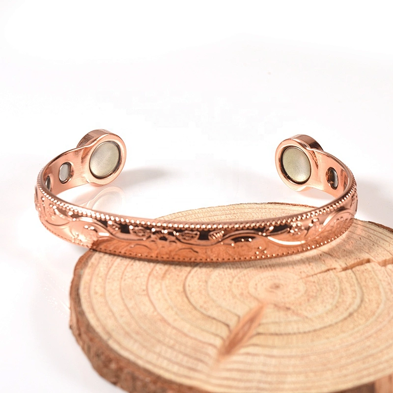 Wollet Wholesale Magnetic Arthritis Pain Relief Therapy Healthy Cuff Vintage Engraved Copper Bracelet