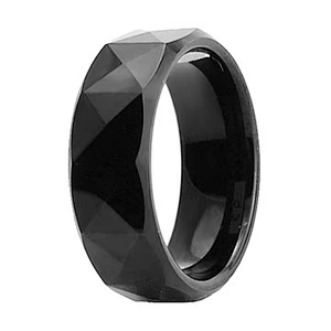 Bold Ion Plated Faceted Black Tungsten Ring