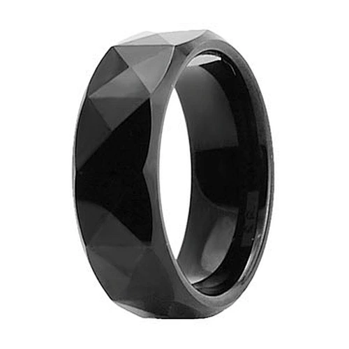 Bold Ion Plated Faceted Black Tungsten Ring