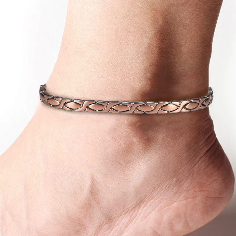 Wollet Fashion Health Copper Metal Bracelets Jewellery Copper Magnetic Men Anklet