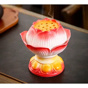 Wollet Home Interior Zen Decoration Ceramic Color Lotus Incense Burner Aromatherapy Burner Crafts